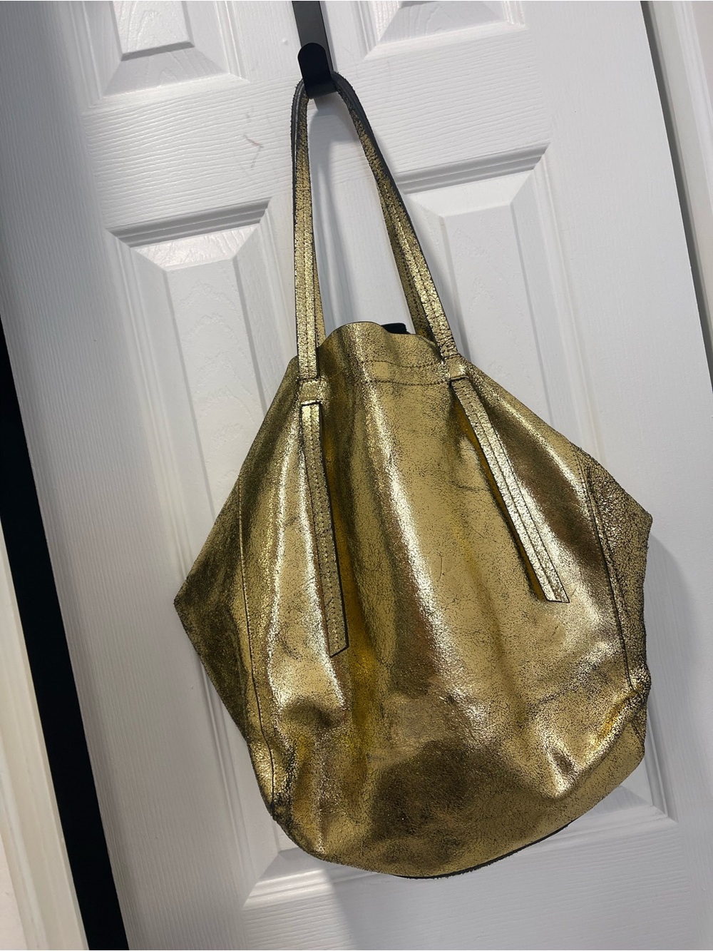 Zara Gold Metallic large leather Tote Bag - - Picture 2 of 15